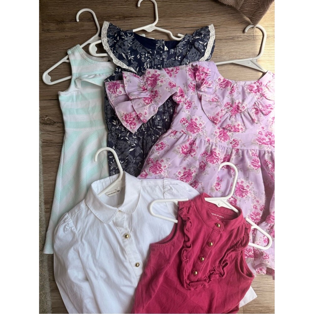 Janie and Jack summer lot - 2 dresses 1 romper 1 white dress shirt 1 pink top
